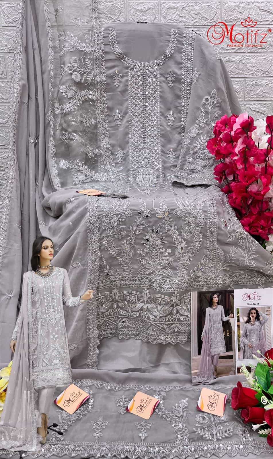 Motifz 422 Colors Party Wear Style Designer Pakistani Salwar Suit Wholesalers view 6
