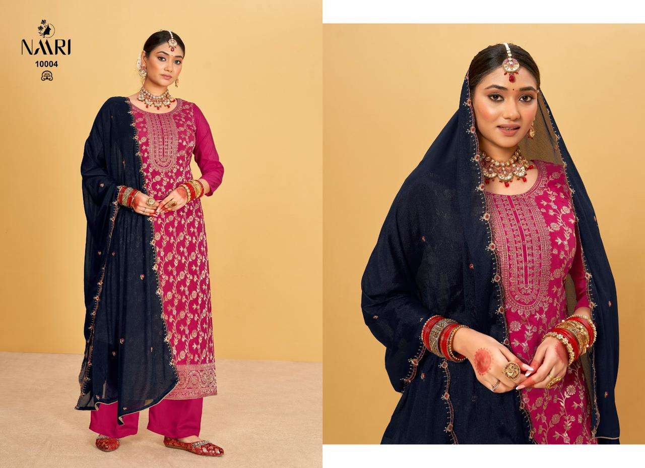 Naari Karvi Fancy Work Maslin Jacquard Festive Collection Dress view 4