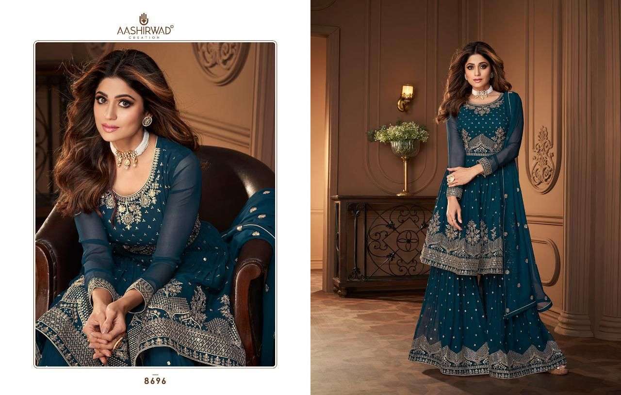 Aashirwad Heroine Designer Free Size Readymade Peplum Style Dress Collection view 6