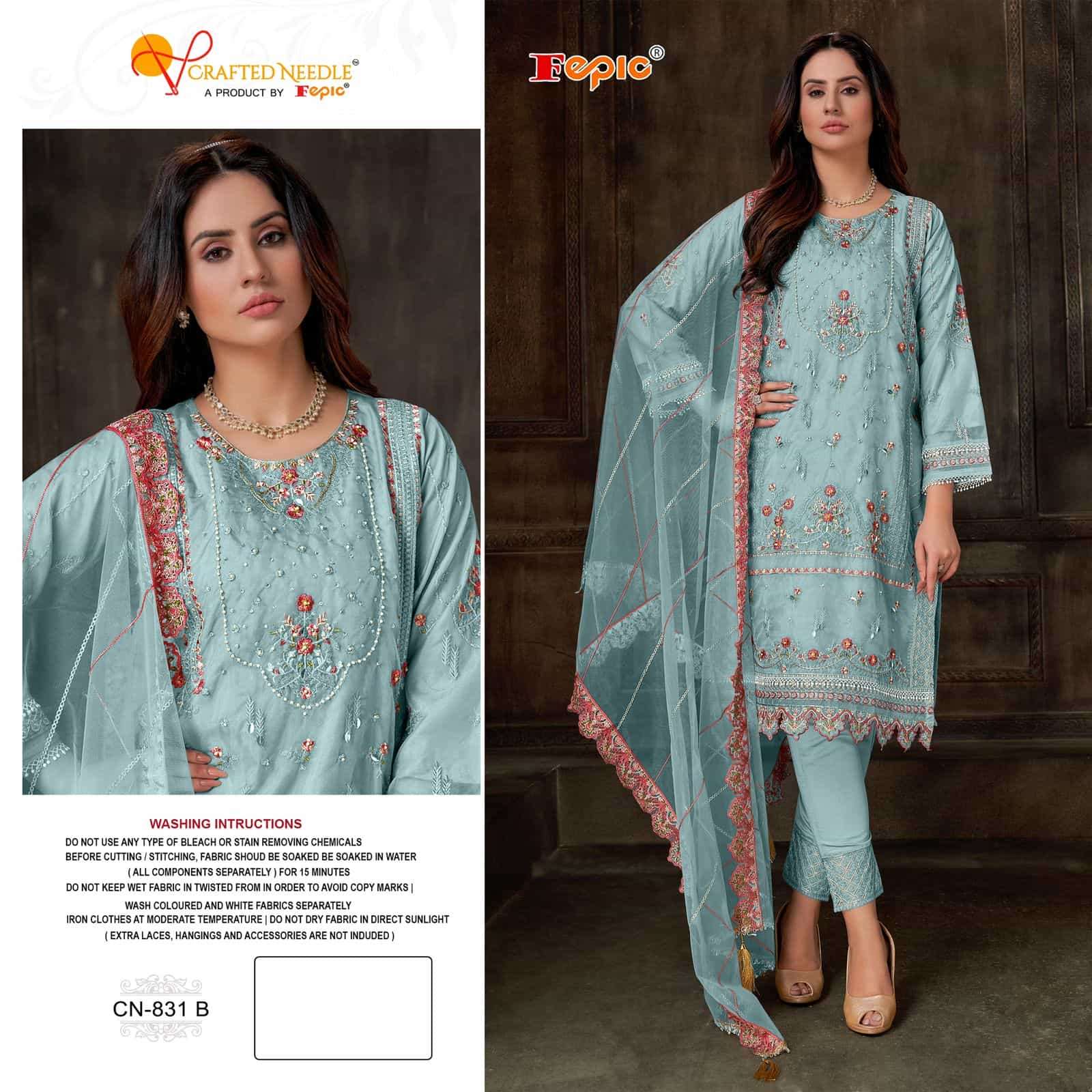 Crafted Needle CN 831 By Fepic Readymade Designer style Pakistani Suit Exporter view 3