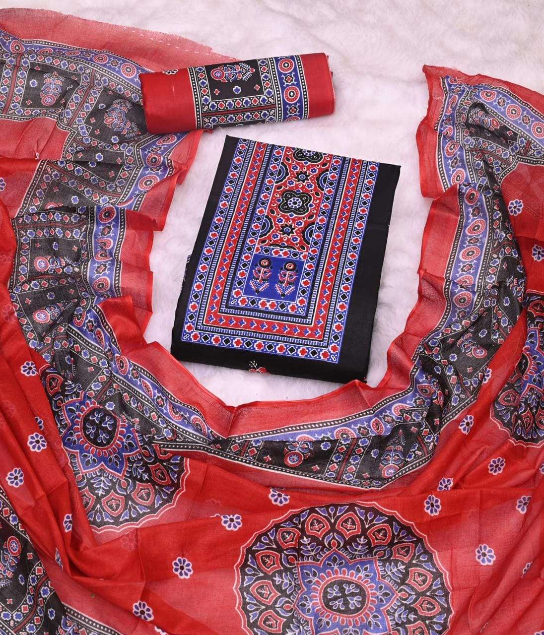 Js Priya Ajrakh Pehnava Vol 4 Premium Wear Cotton Dress Material view 15
