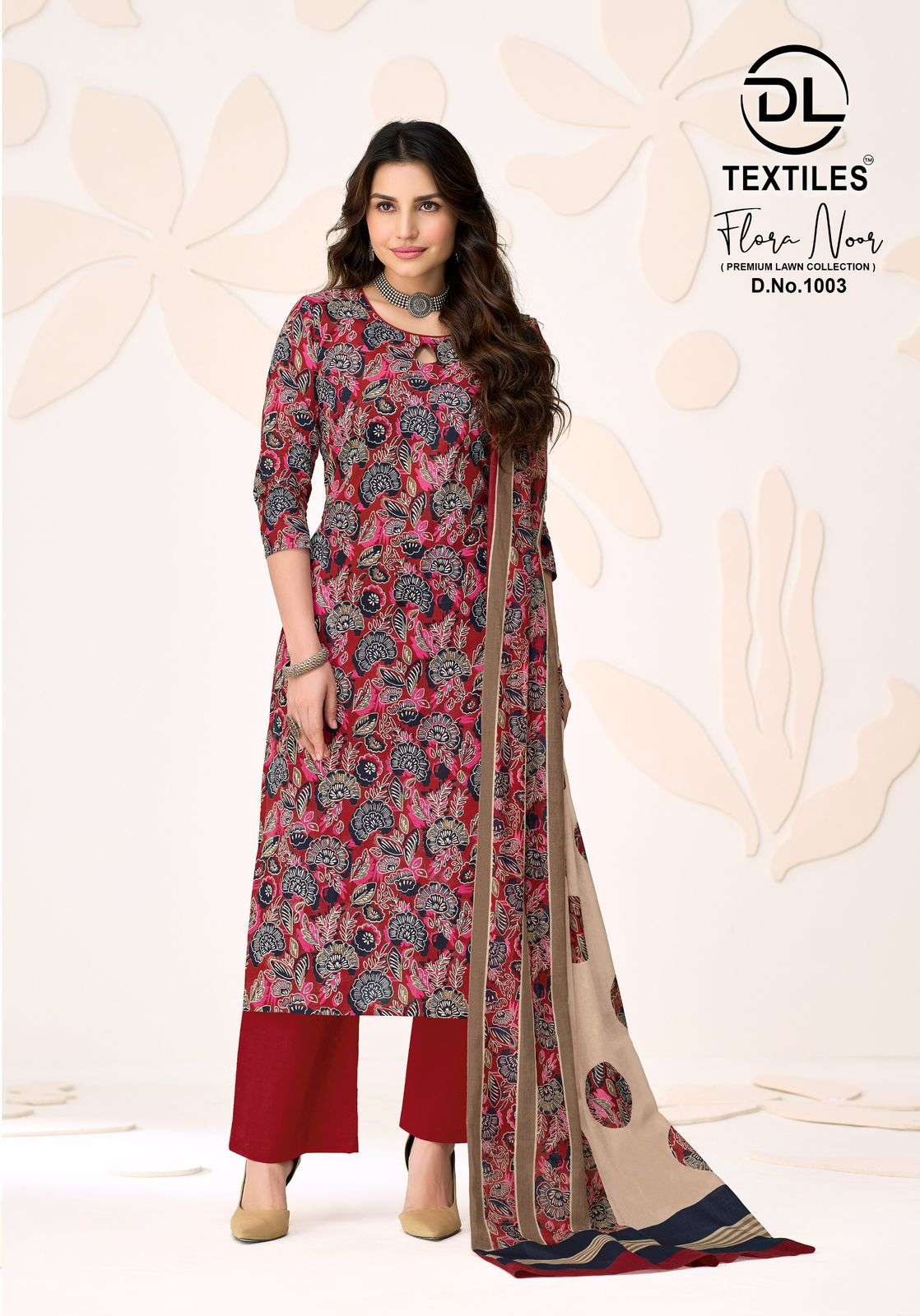 Flora Noor Premium Lawn Cotton Unstitched Suit view 4