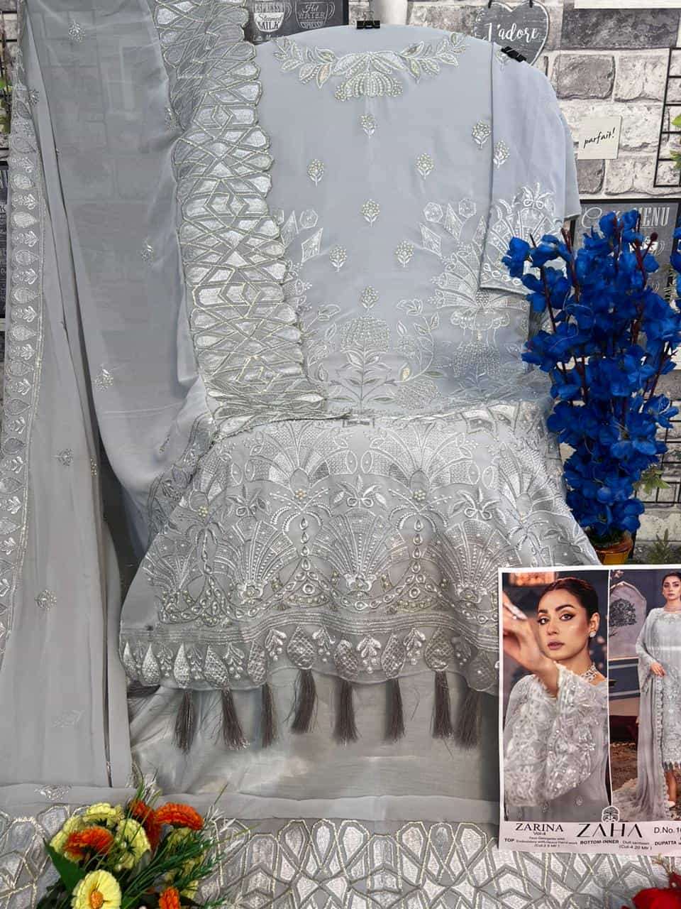 Zaha Zarina Vol-4 Georgette Embroidered Suit view 2