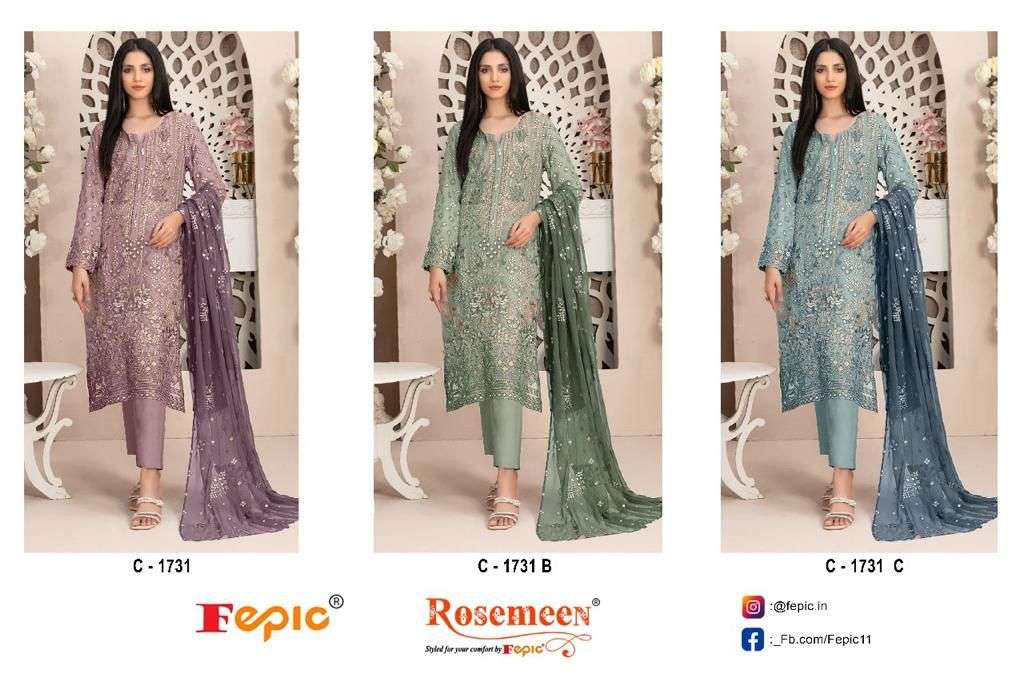 Fepic C 1731 Colors Pakistani Designer Georgette Embroidered Dress Wholesalers view 4