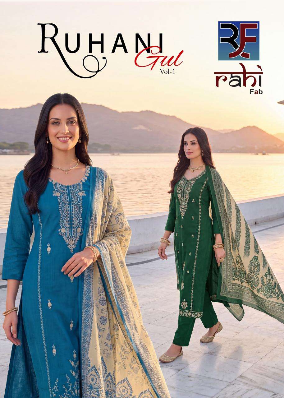 Rahi Fab Ruhani Gul Vol 1 Premium Wear Cotton Dress view 6