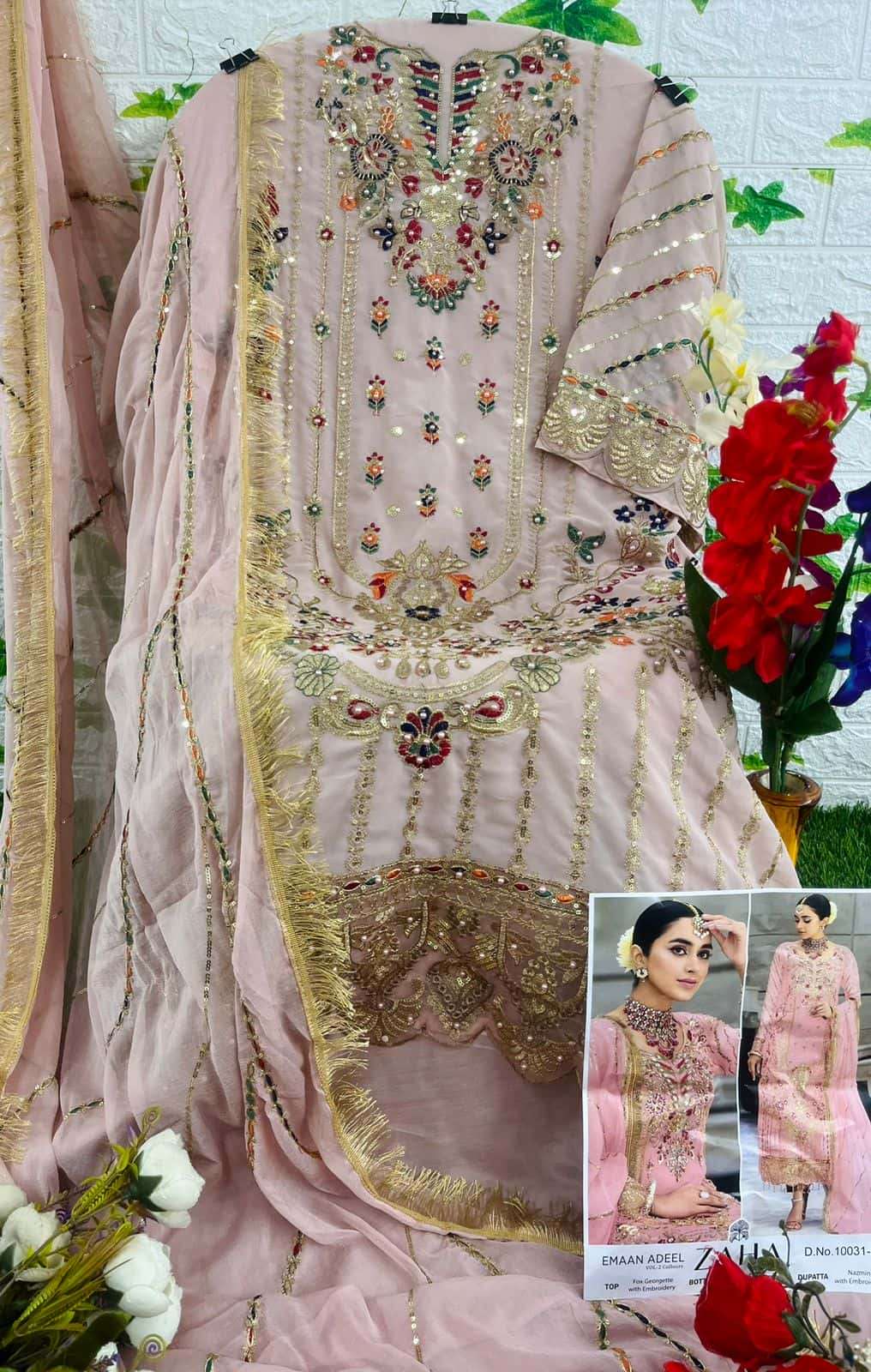 Zaha Emaan Adeel 10031 Colors Pakistani Designer Suit Wholasaler view 2