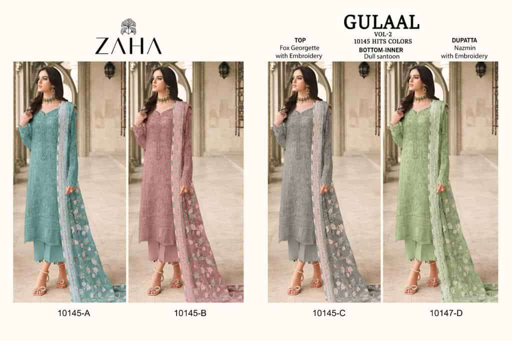Zaha Gulaal Vol 1 10145 Colors Pakistani Festive Wear Style Designer Suit Exporter view 4