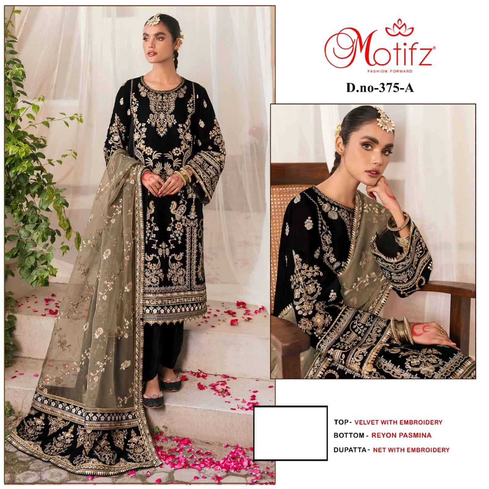 Motifz 375 Colors Exclusive Heavy Designer Pakistani Velvet Suit view 2
