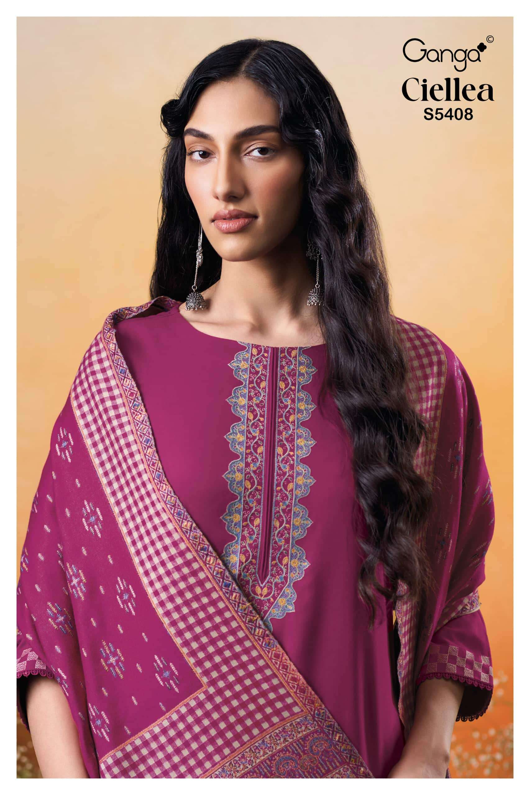 Ganga Fashion Ciellea 5408 Pure Pashmina Ladies Suits Winter Collection view 4