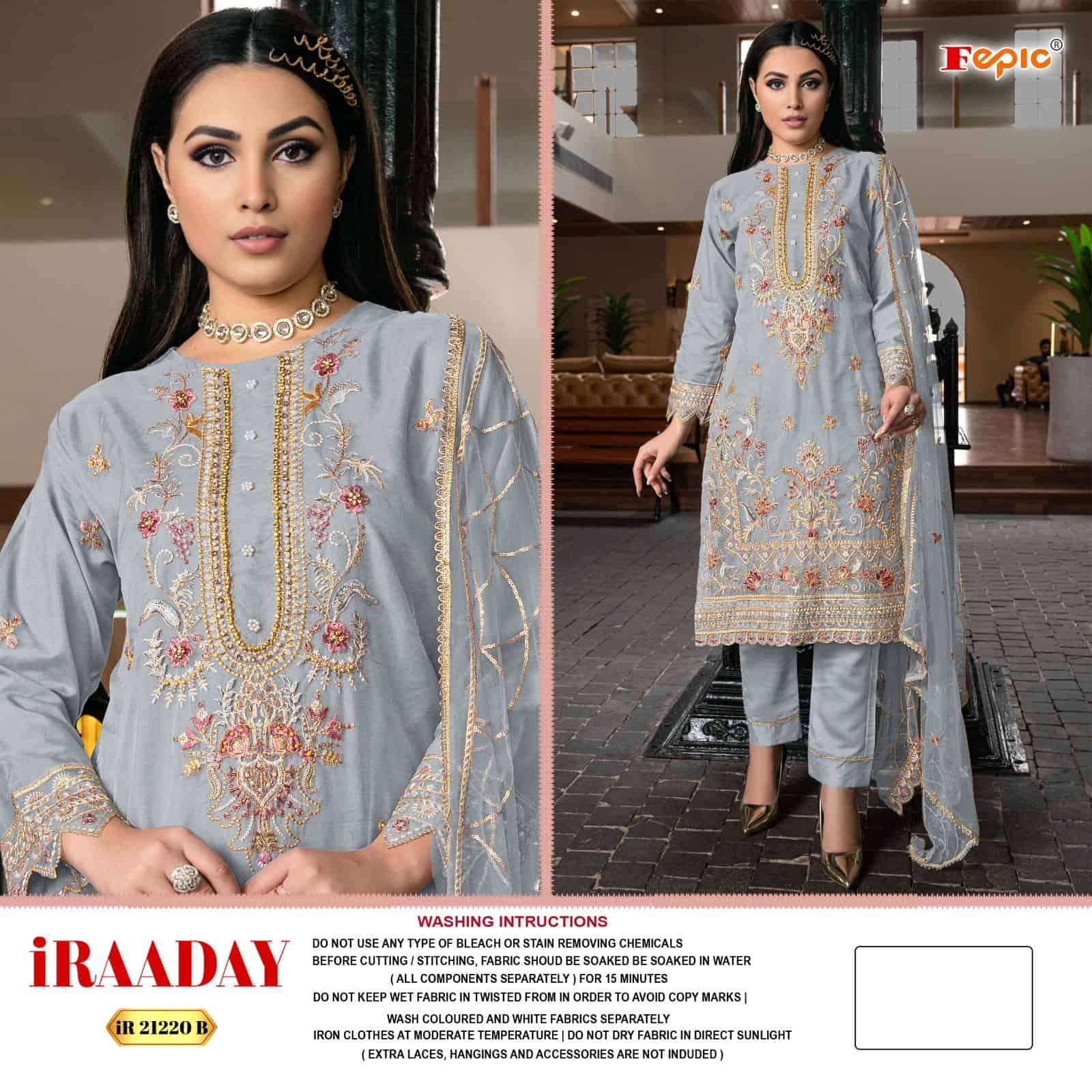 Fepic IR 21220 Colors Organza Embroidered Pakistani Salwar Suit Wholesalers view 2