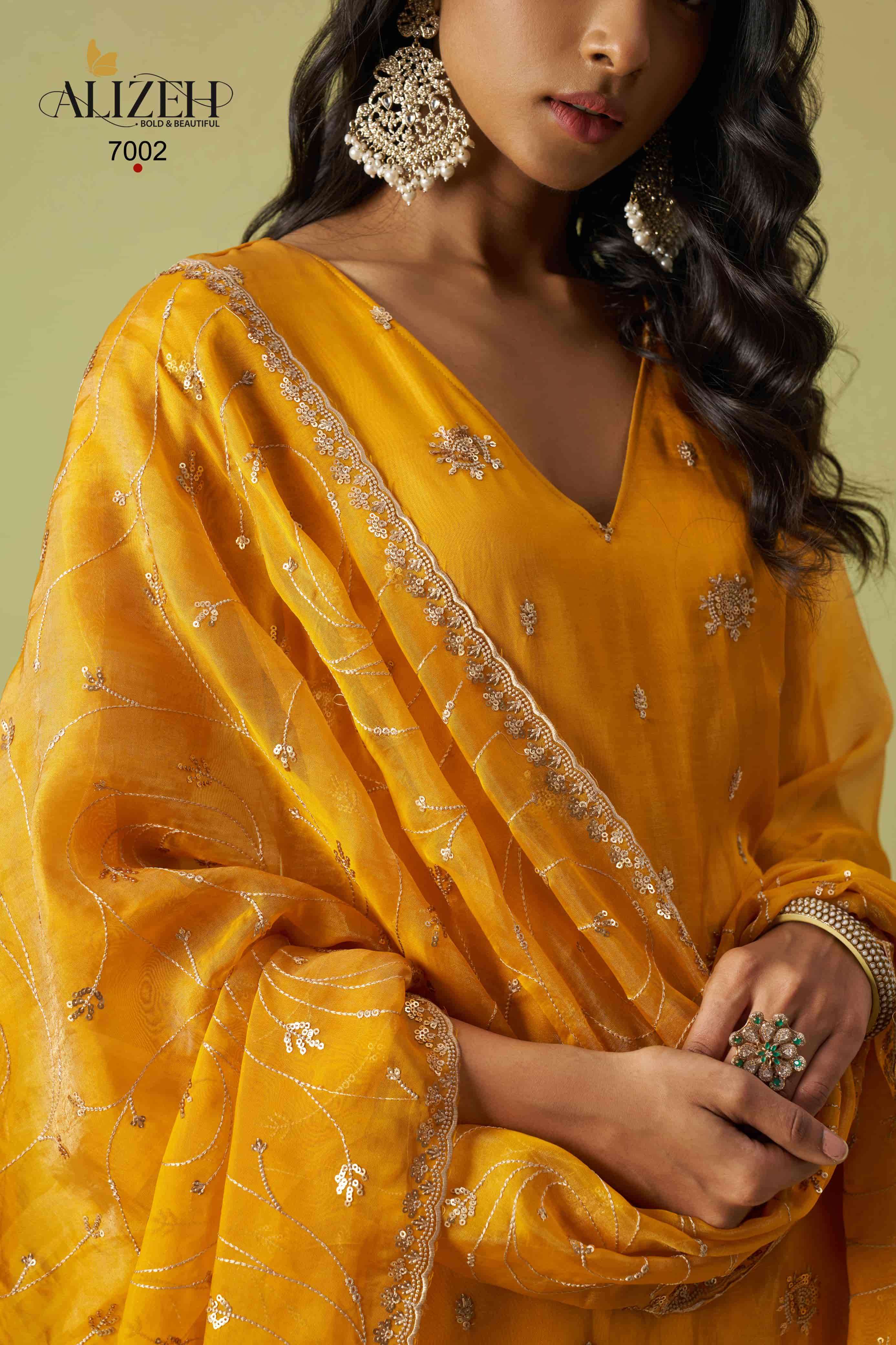 Alizeh Gulaabo 7001 to 7004 Shimmer Organza Salwar Suits view 11