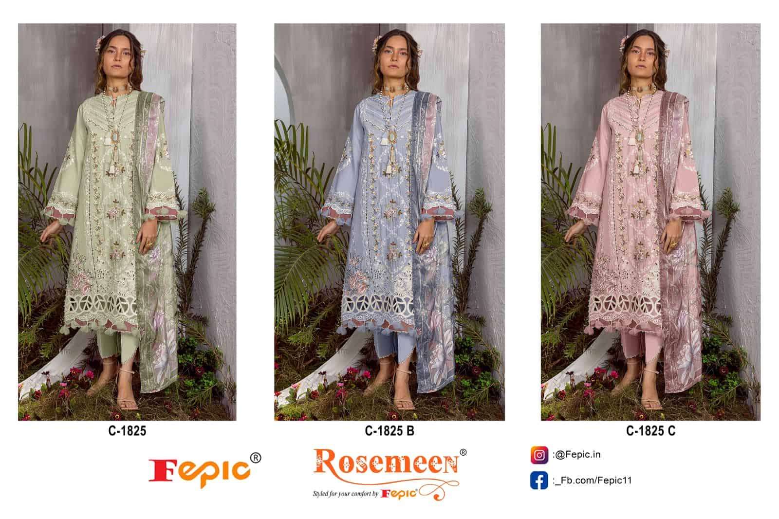 Fepic C 1825 Colors Pakistani Designer Cotton Embroidered Salwar Suit Wholesalers view 4