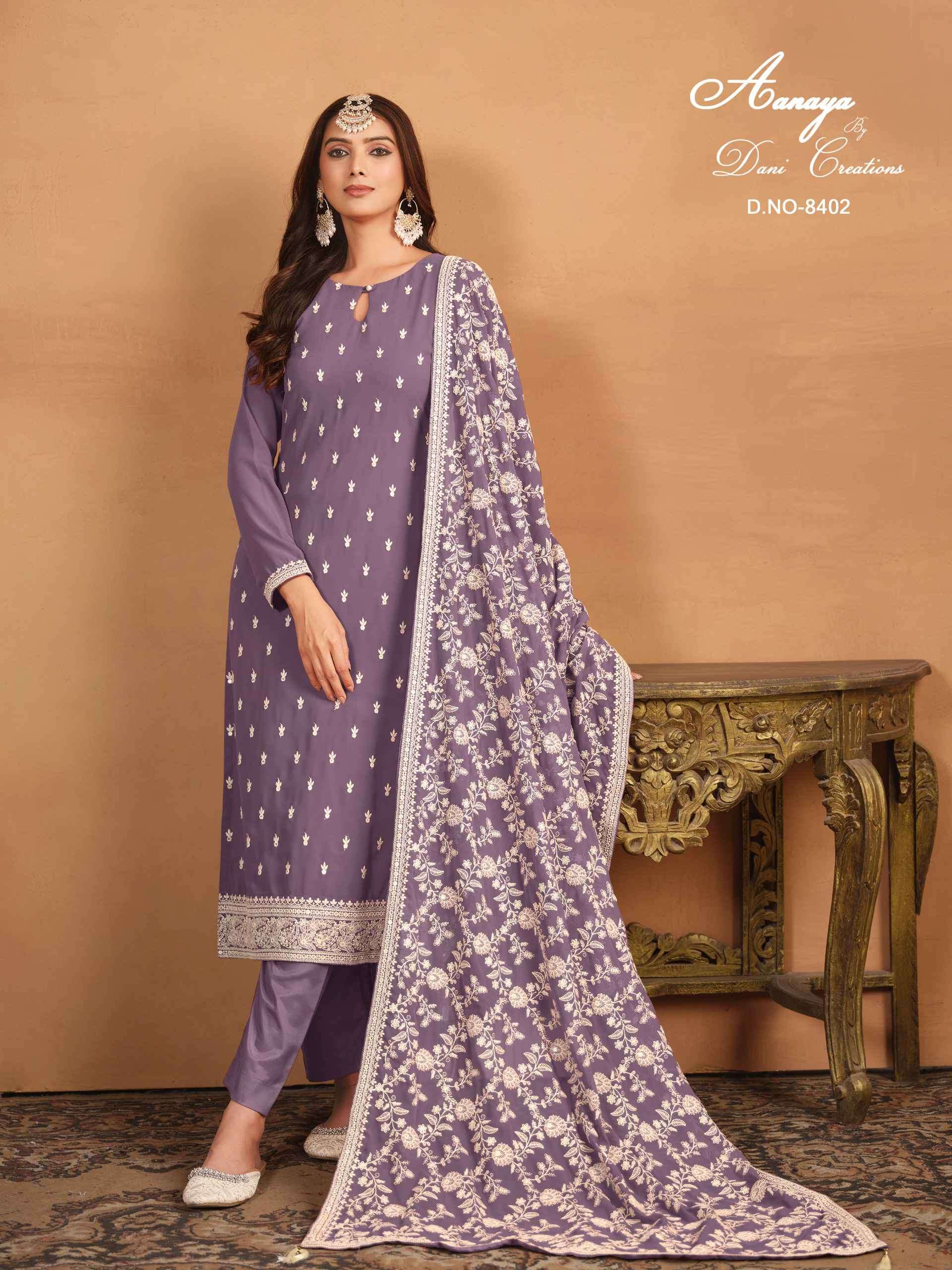 Aanaya Vol 184 8401 To 8404 Straight Style Designer Georgette Suit view 8