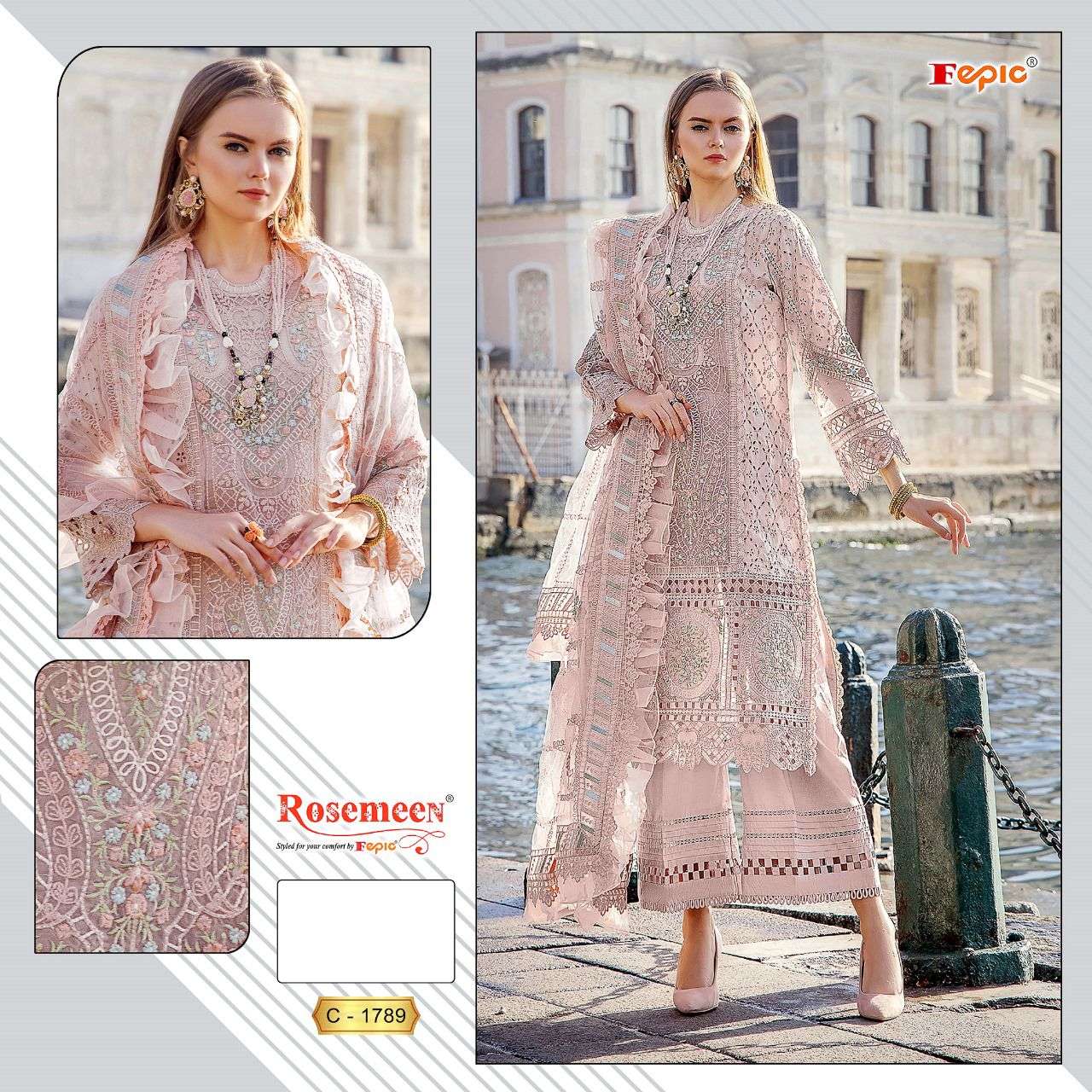 Fepic C 1789 Colors Embroidered Designs Pakistani Cotton Dress view 2