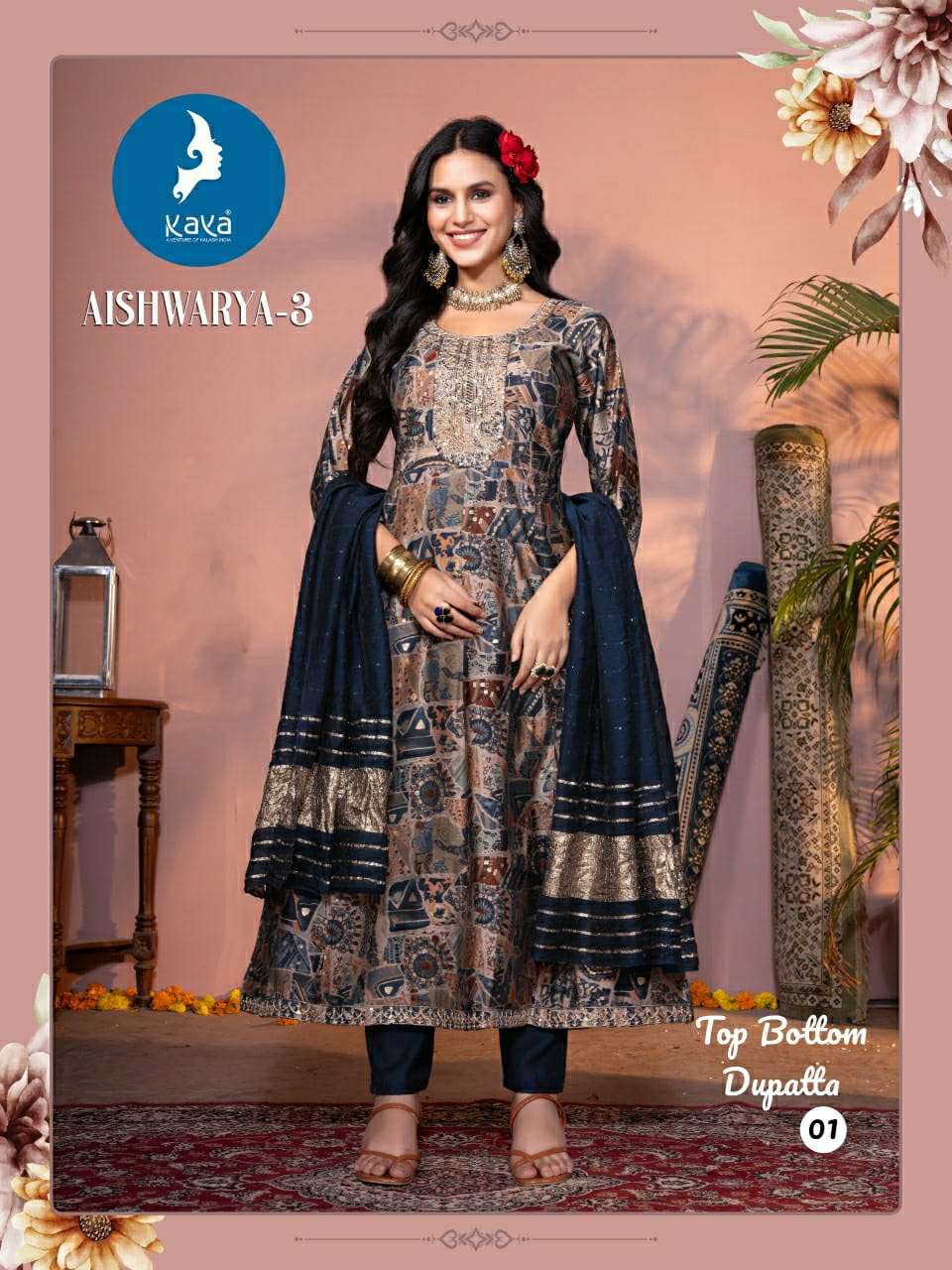 Kaya Aishwarya Vol 3 Anarkali Style 3 Piece Readymade Catalog view 5