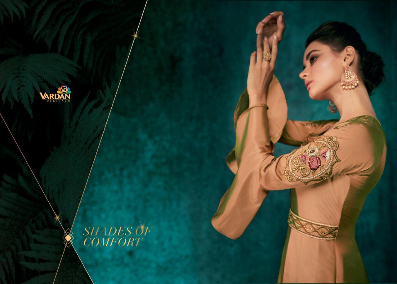 Vardan designer Rozi vol 1 Silk partywear Gown Collection view 5