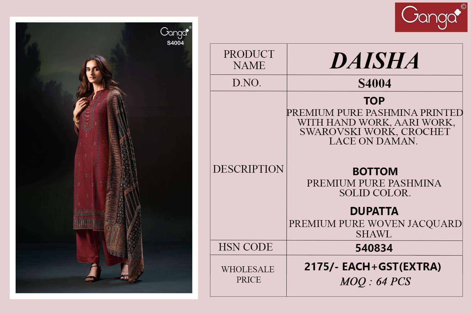 Ganga Fashion Daisha 4004 Premium Designs Winter Wear Suits Collection view 3