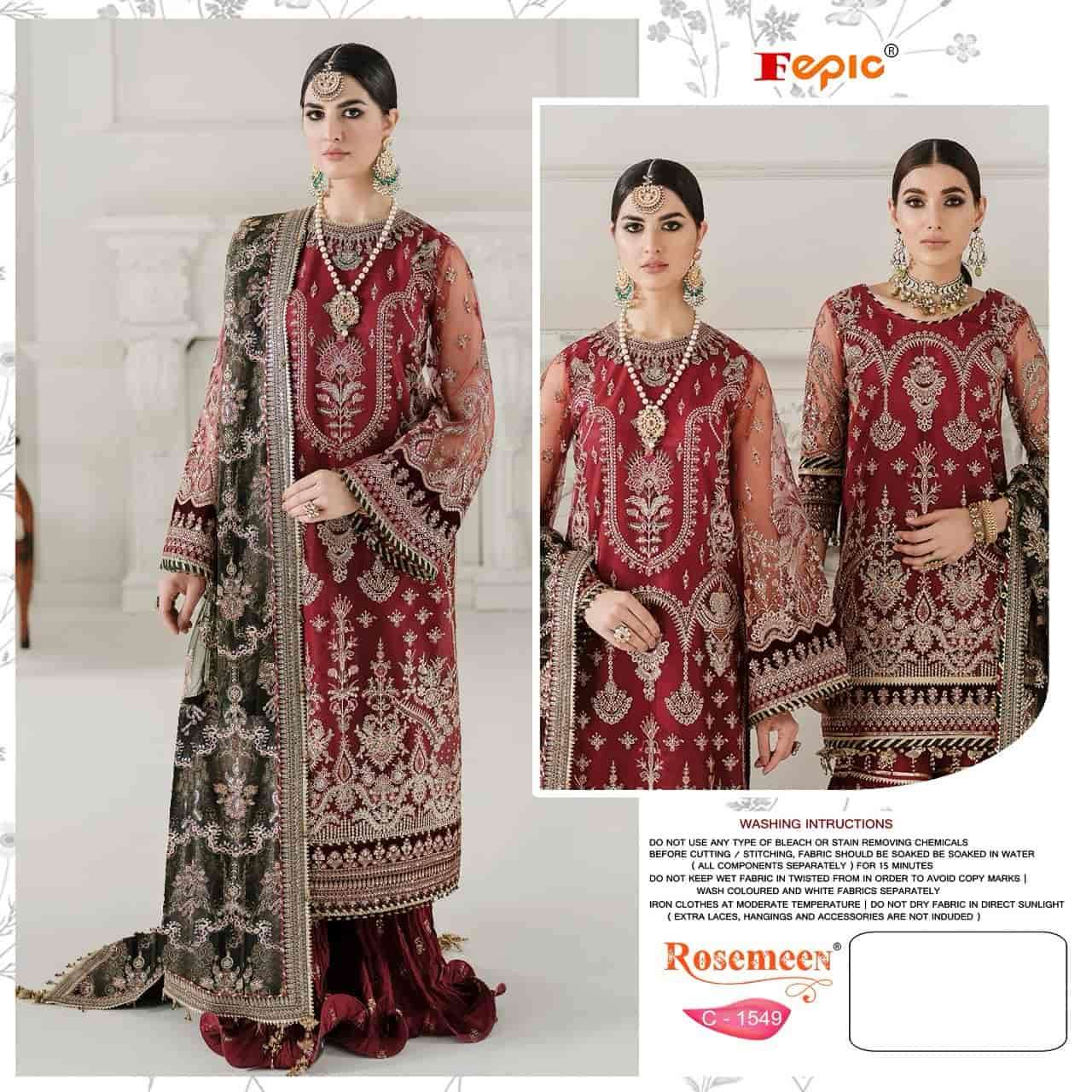 Fepic C 1549 Colors Pakistani Latest Heavy Designer Style Party Wear Suit Exporter view 3