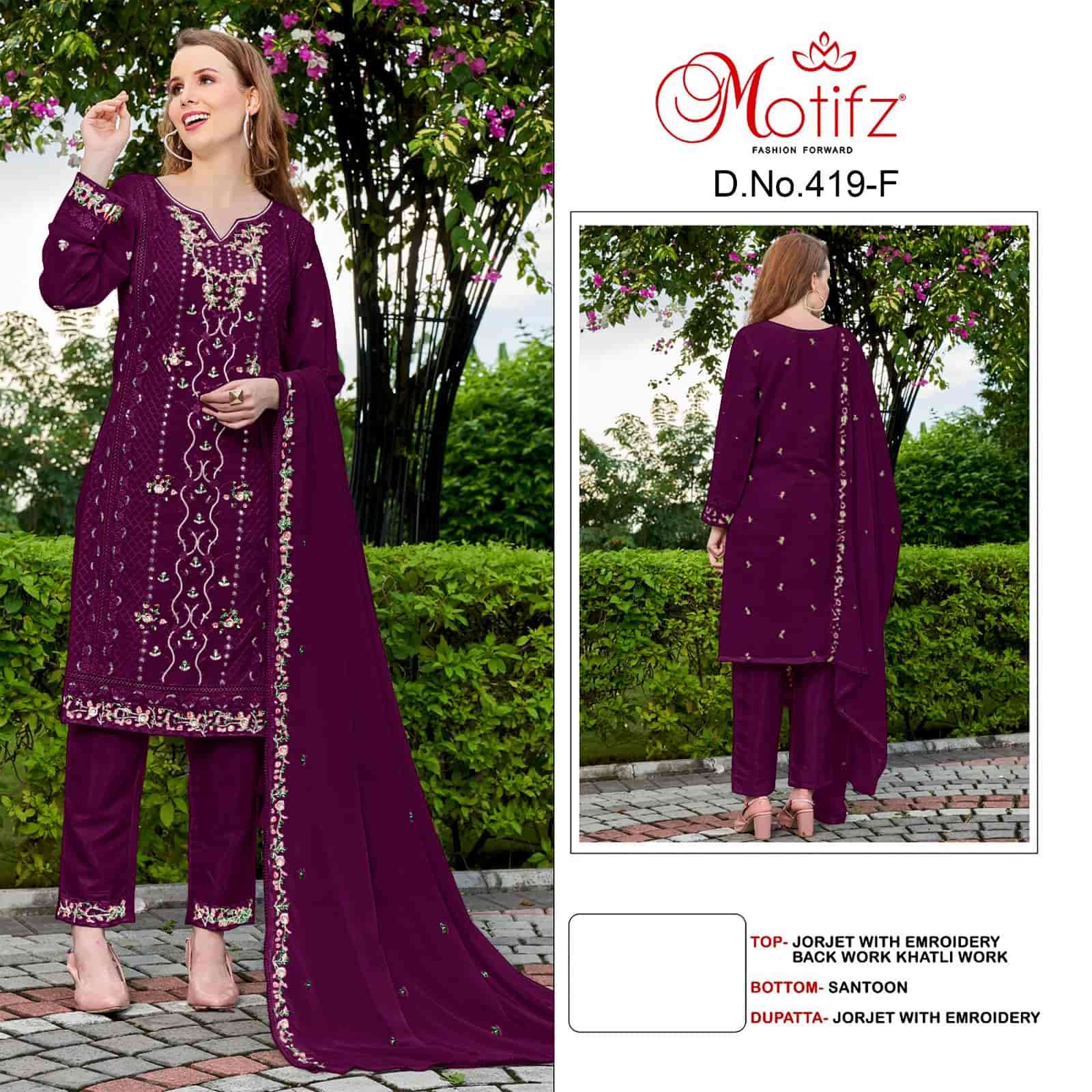 Motifz 419 Colors Festive Wear Style Designer Pakistani Salwar Suit Wholesalers view 3