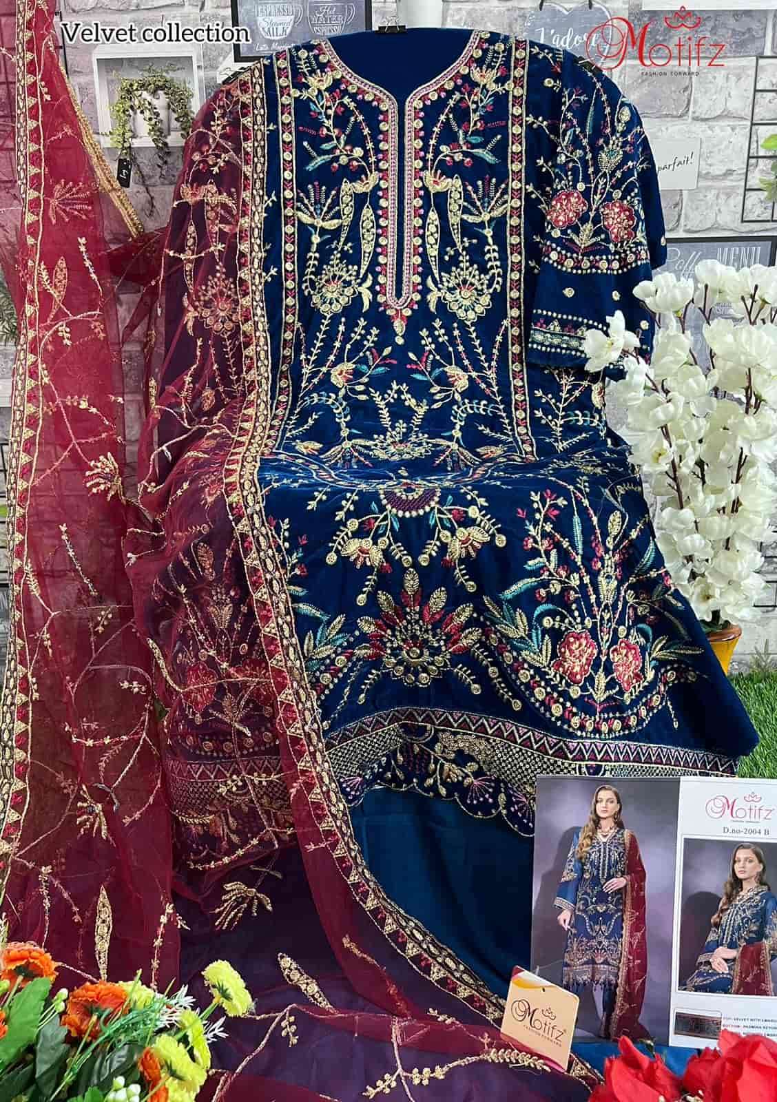Motifz 2004 B Exclusive Heavy Designer Style Pakistani Party Wear Suit Collection view 2