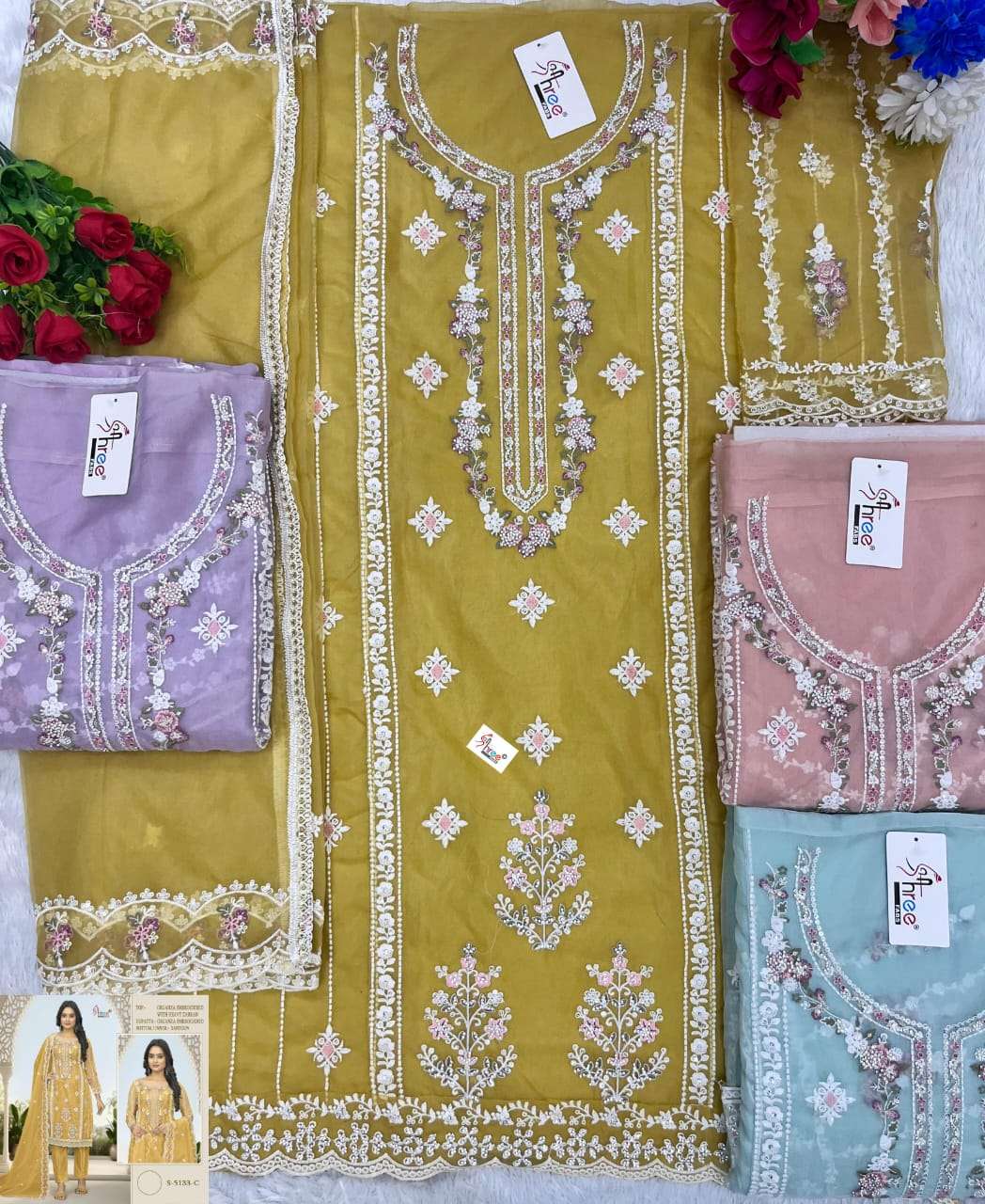 Pakistani Organza Embroidered Salwar Suit S-5133 view 6