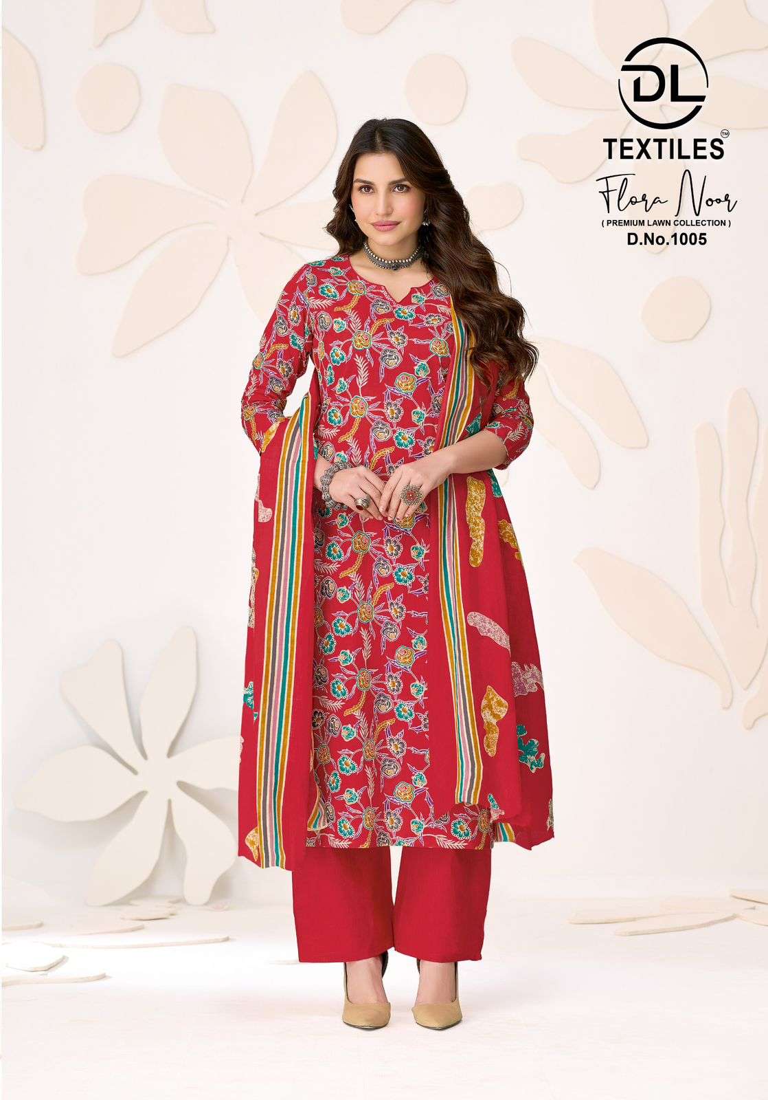 Flora Noor Premium Lawn Cotton Unstitched Suit view 5