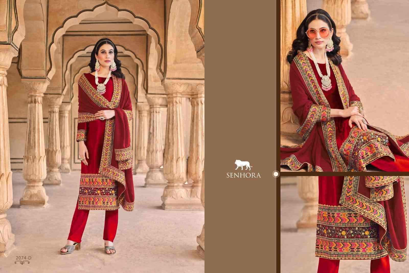 Senhora Aadhya 2074 Colors Designer Velvet Wedding Collection Suit Exporter view 10
