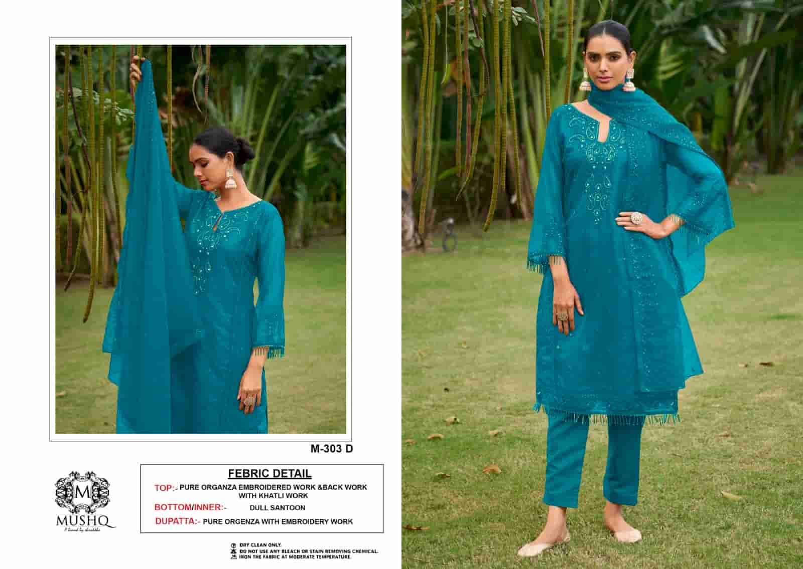 Mushq M 303 Colors Pakistani Fancy Designer Embroidered Salwar Suit Wholesalers view 5