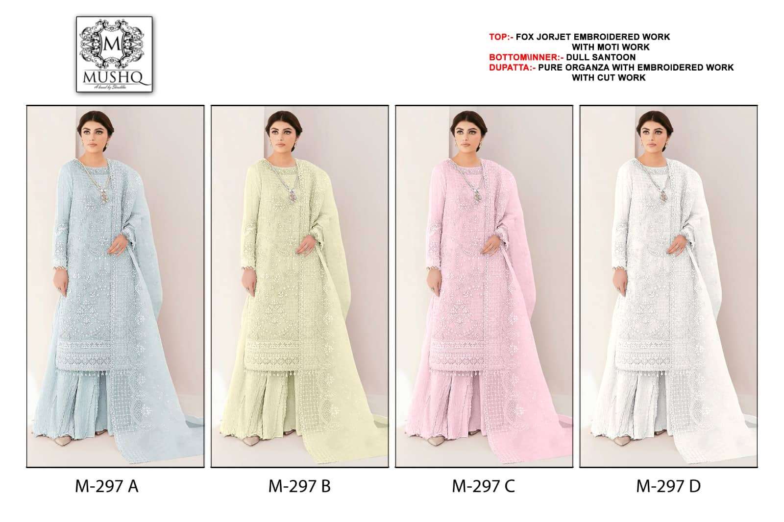 Mushq M 297 Colors Festive Wear Style Pakistani Designer Salwar Suit Wholesalers view 5