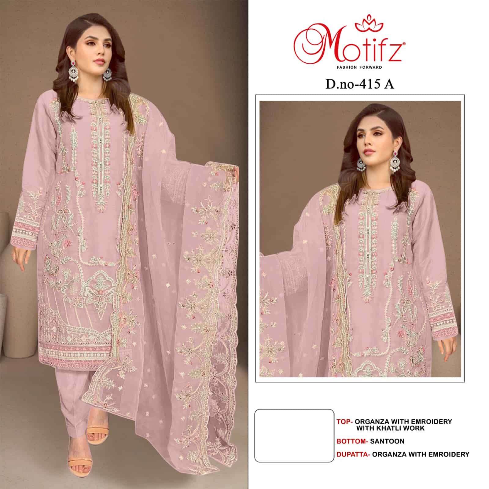 Motifz 415 Colors Pakistani Festive Wear Style Designer Salwar Suit Wholesalers view 3