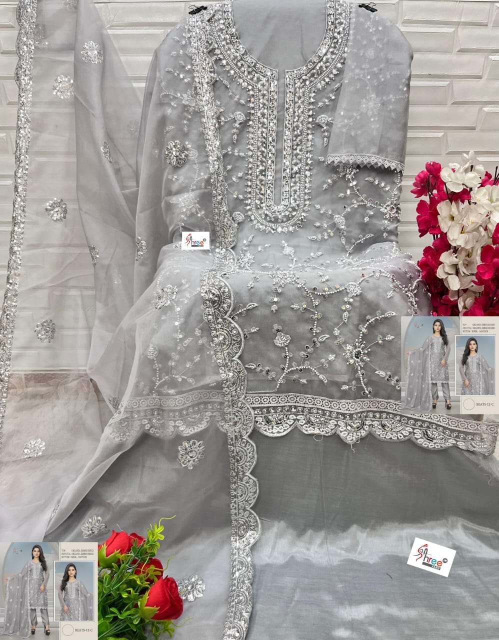 Shree Fabs 12 C Pakistani Style Organza Embroidered Salwar Suit Collection view 2
