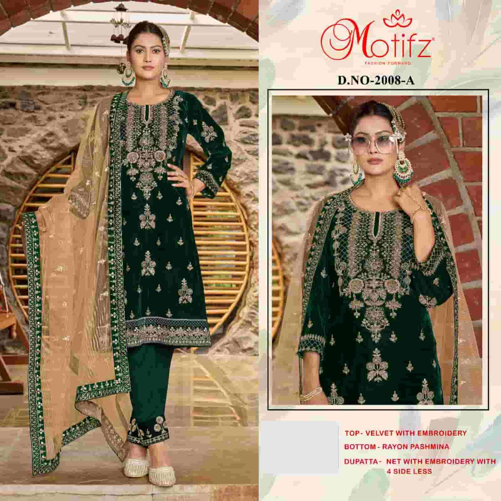 Motifz 2008 Colors Pakistani Heavy Designer Style Winter Wear Suit Exporters