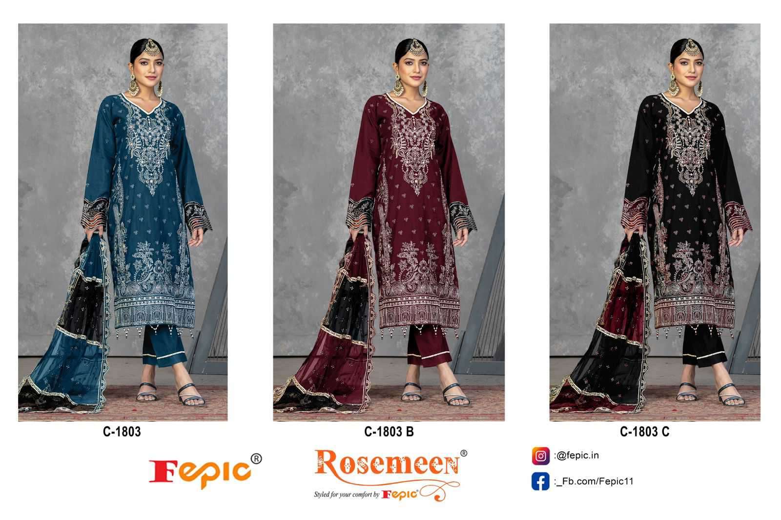Fepic C 1803 Colors Wedding Wear Pakistani Dress Catalog Exporters view 3
