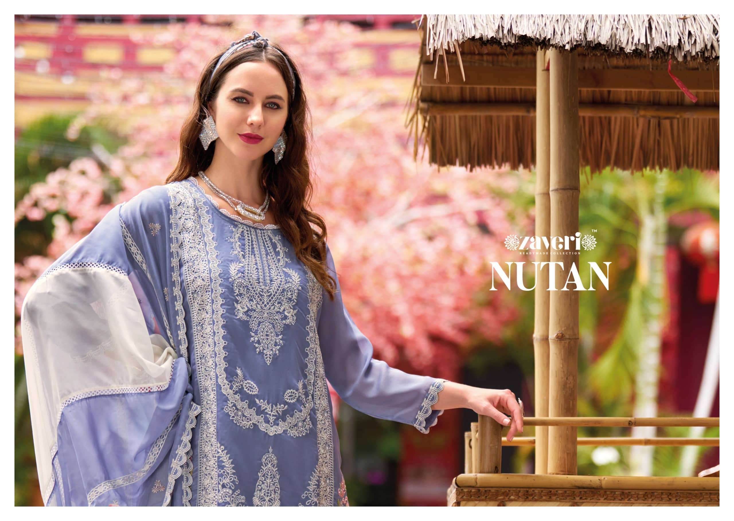 Zaveri Nutan Fancy Organza Suit Readymade Collection view 3