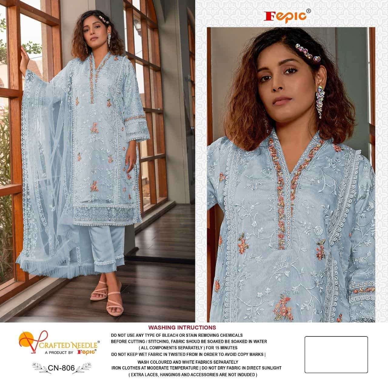 Crafted Needle CN 806 By Fepic Readymade Designer Style Pakistani Suit Exporter view 3