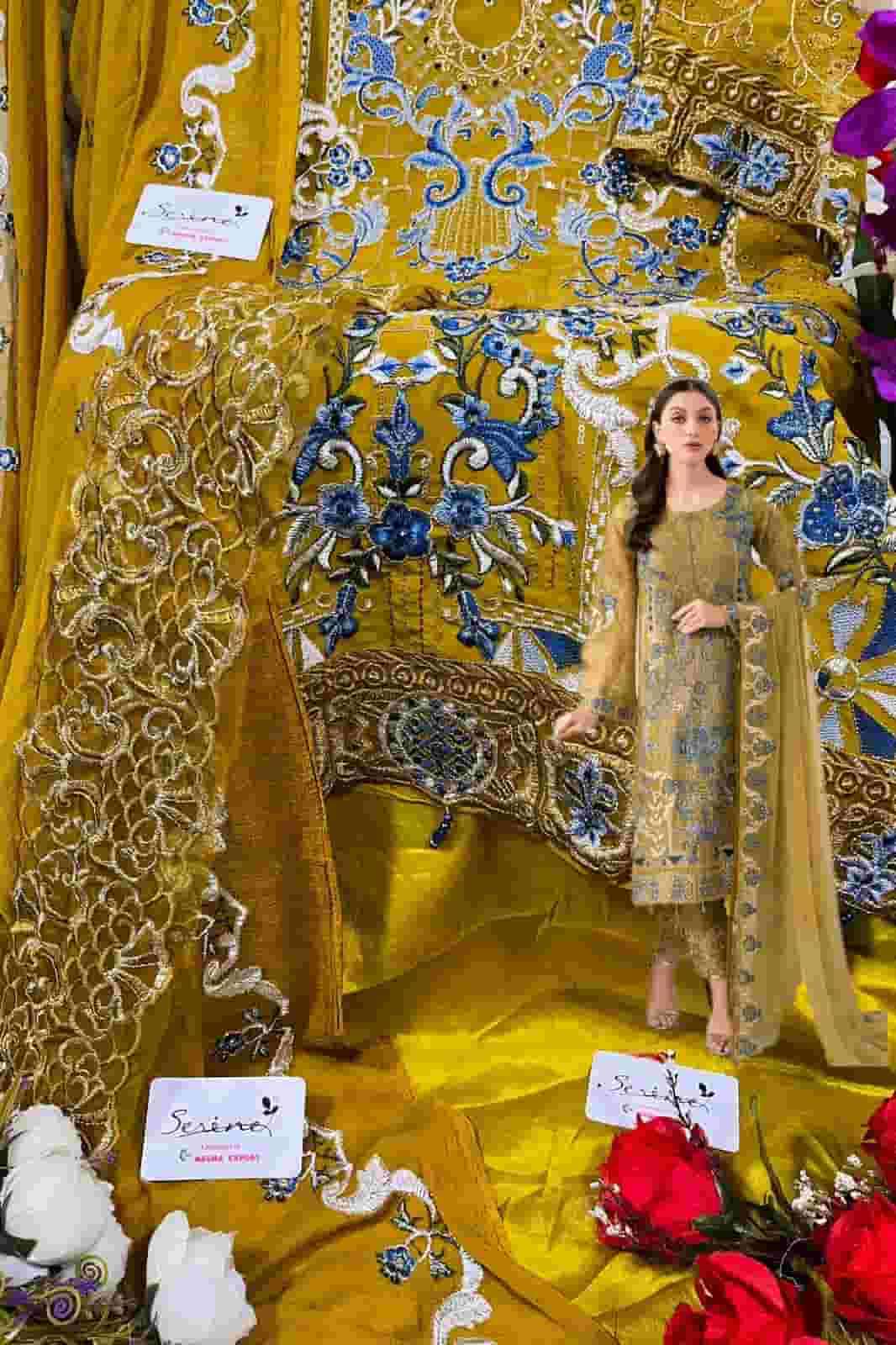 Serine S 116 A Pakistani Style Designer Georgette Embroidered Suit Ensemble