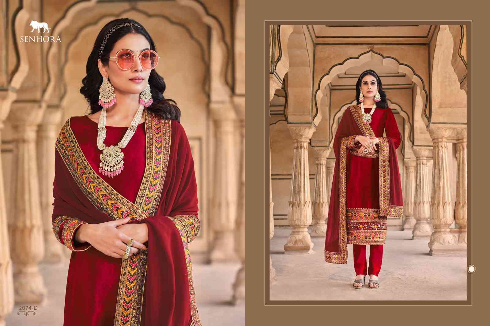 Senhora Aadhya 2074 Colors Designer Velvet Wedding Collection Suit Exporter view 11