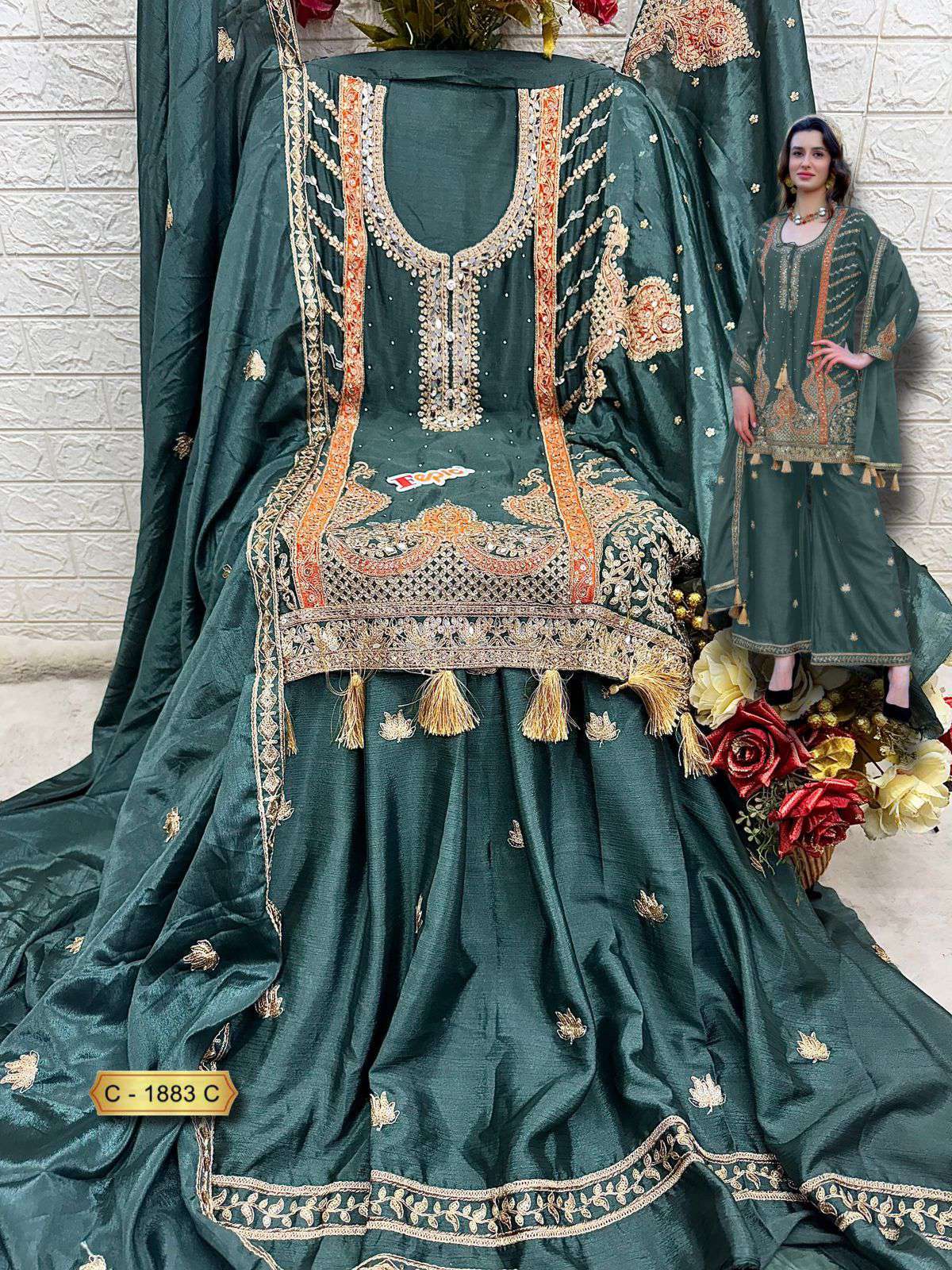 Fepic C 1883 Colors Partywear Style Pakistani Suit New Collection view 6