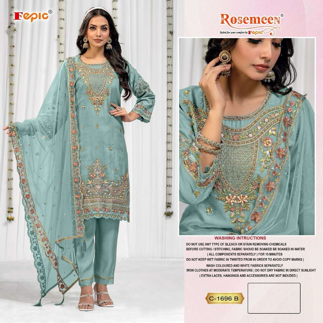 Fepic C 1696 Colors Festive Wear Style Latest Heavy Designer Pakistani Suit Wholesalers view 3