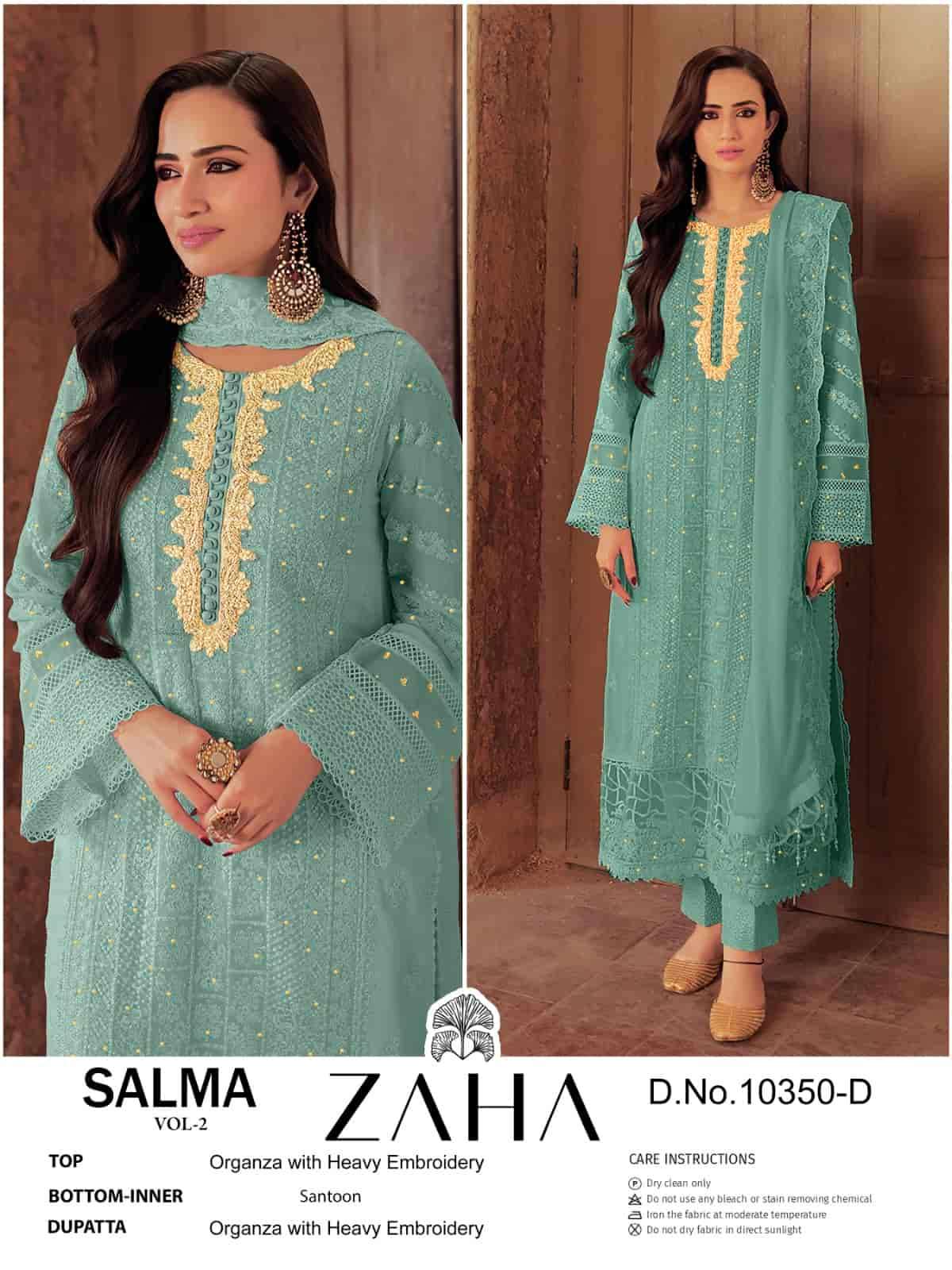 Zaha Salma Vol 2 10350 Colors Pakistani Style Designer Organza Suit Wholesalers view 4