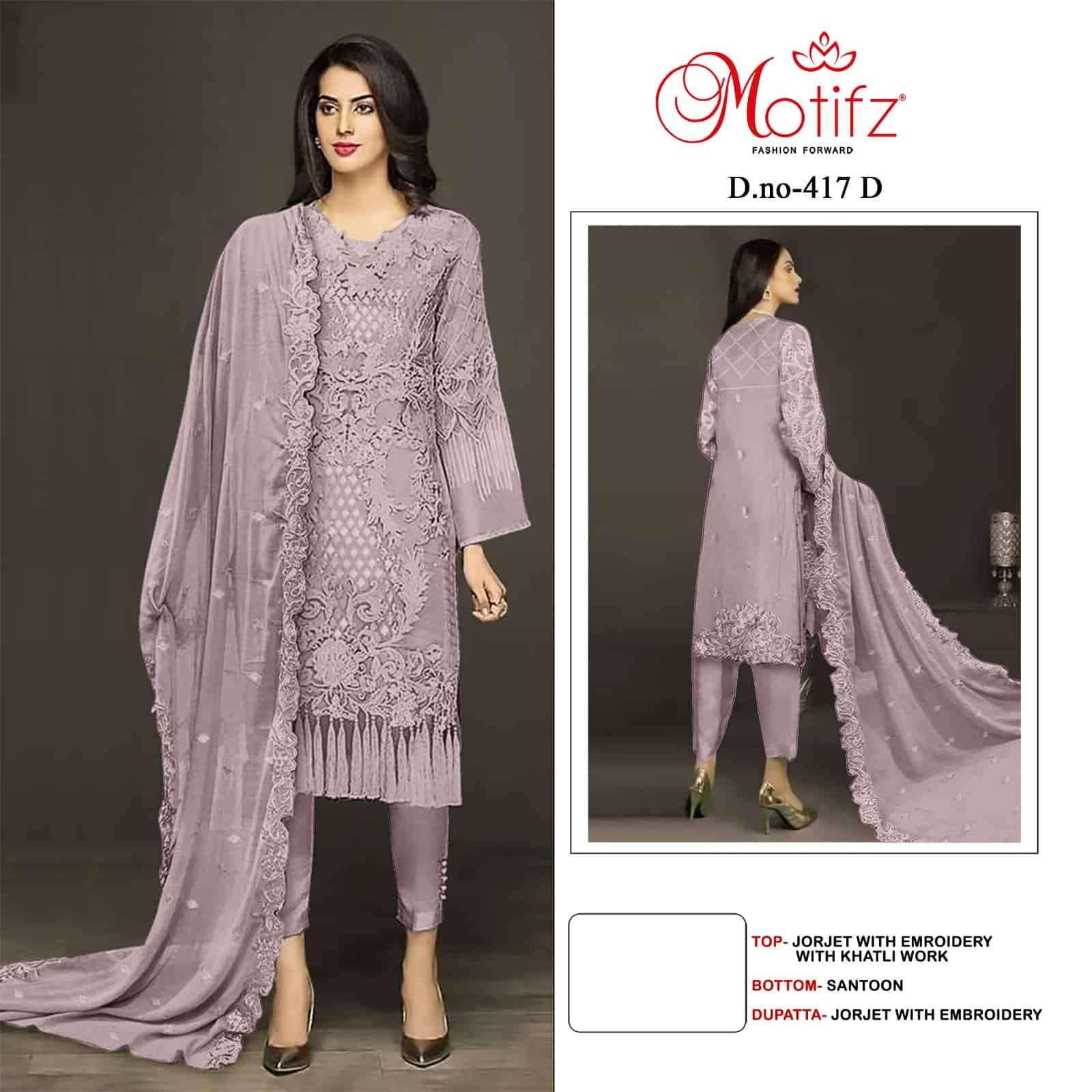 Motifz 417 Colors Festive Wear Style Designer Pakistani Salwar Suit Online Wholesalers view 4