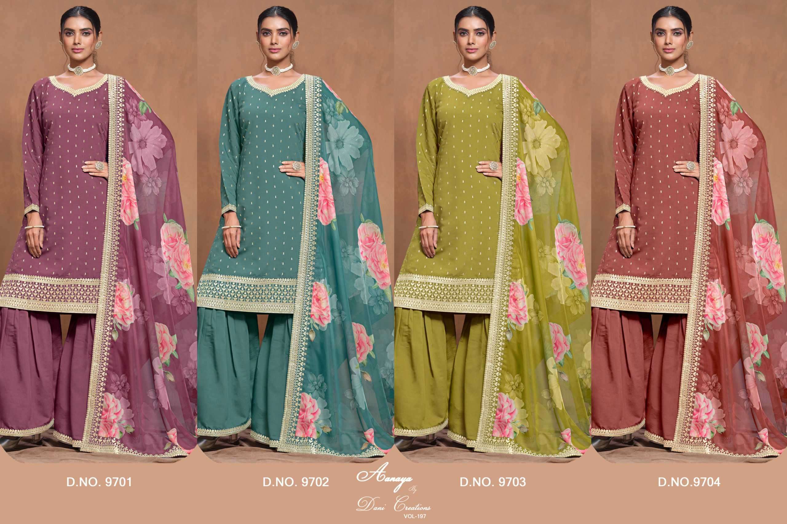 Aanaya Vol 197 9701 To 9704 Festive Wear Designer Silk Suit view 10