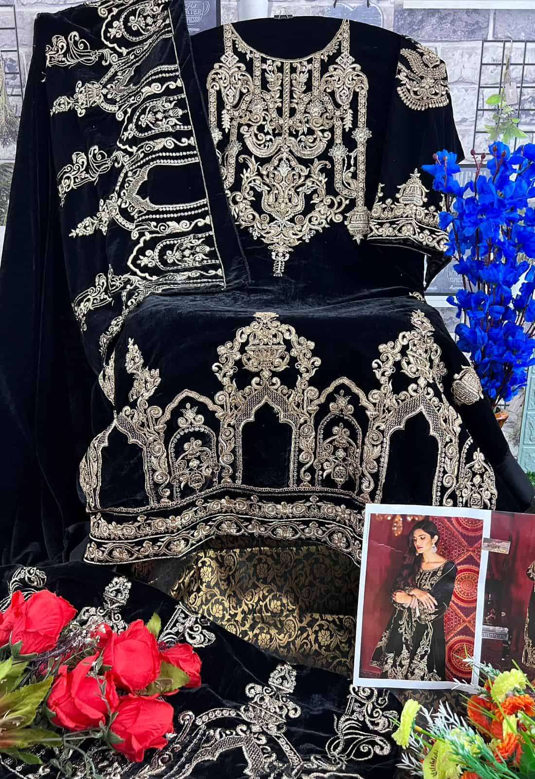 Deepsy Velvet Heavy Embroidered Salwar Suit view 5