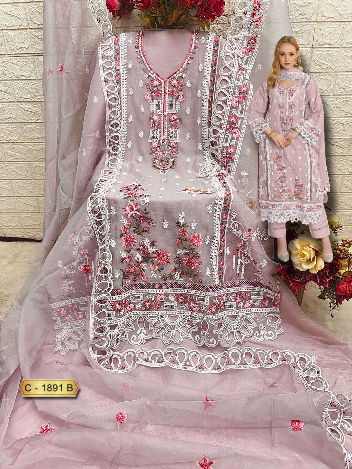 Fepic C 1891 Colors Pakistani Organza Suit Catalog Wholesalers view 5