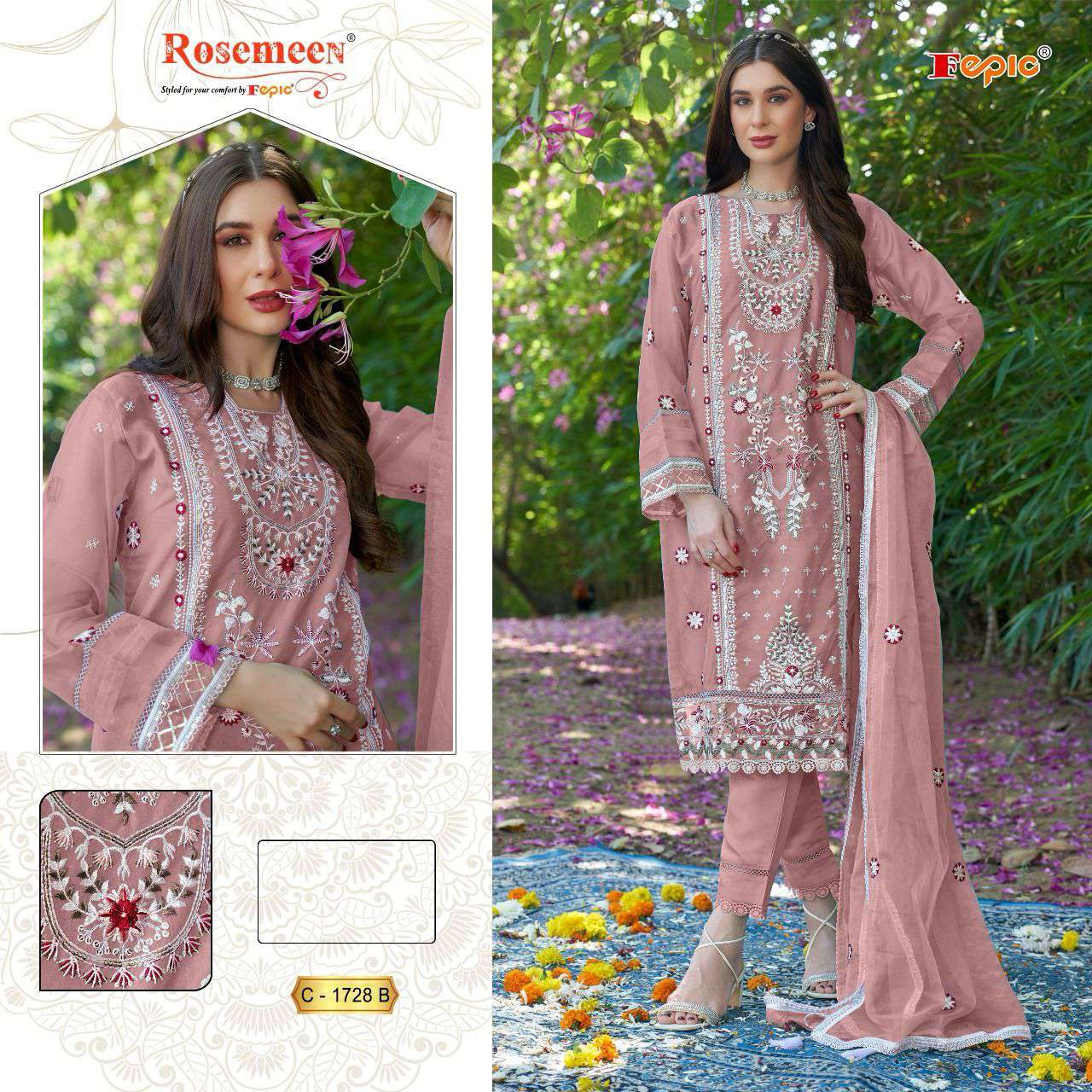Fepic C 1728 Colors Fancy Organza Pakistani Salwar Kameez view 2