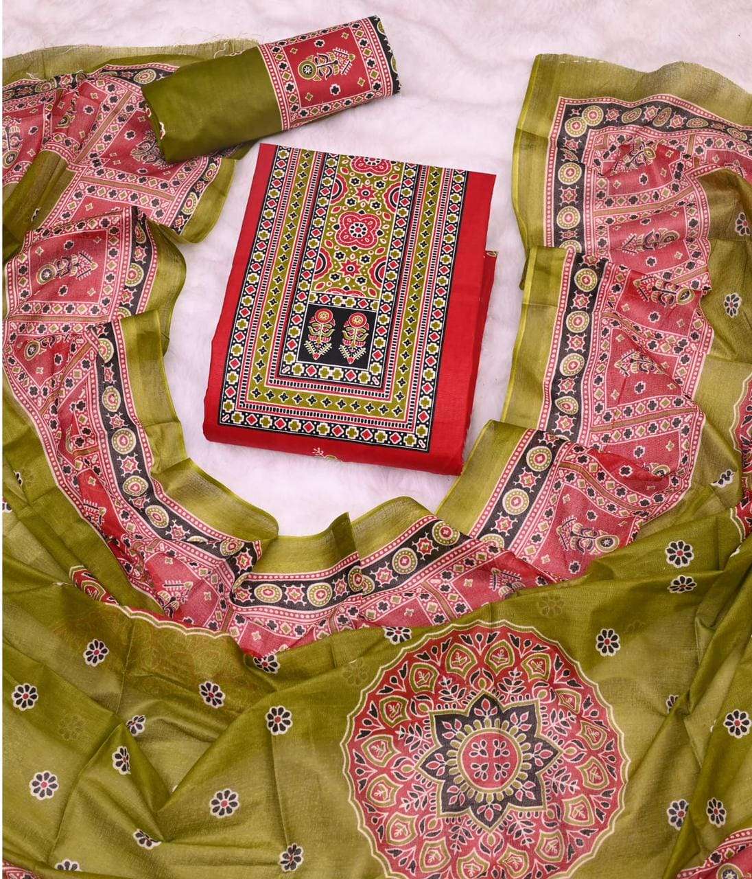 Js Priya Ajrakh Pehnava Vol 4 Premium Wear Cotton Dress Material view 17