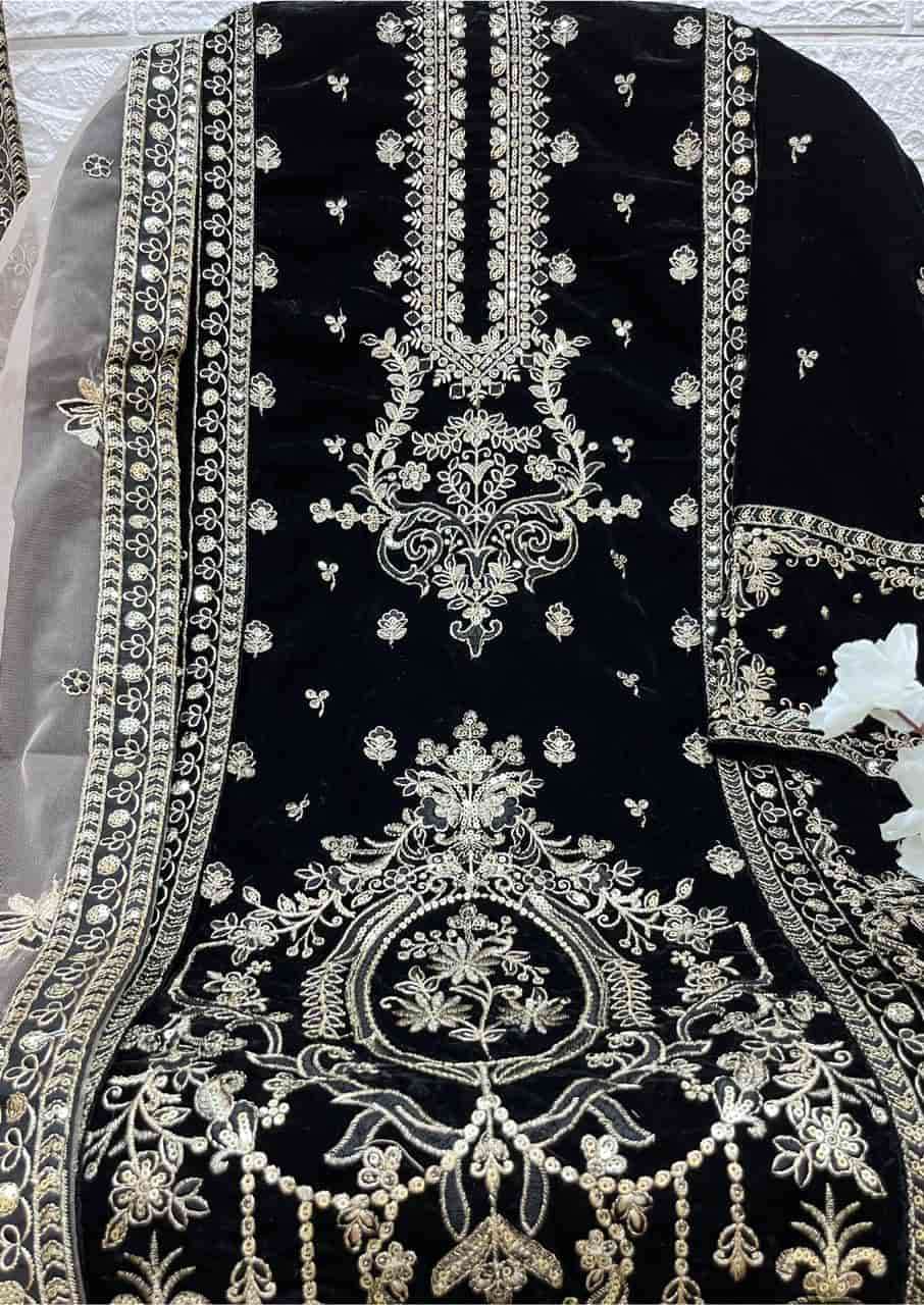 Motifz 379 Colors Exclusive Heavy Designer Style Party Wear Velvet Suit Wholesalers view 7