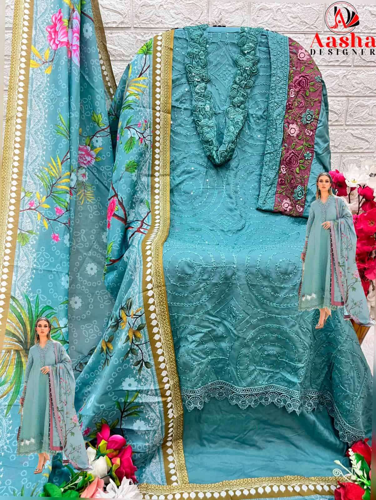 Aasha Designer 1079 Pakistani Designer Fancy Embroidered Dress Ensemble view 2