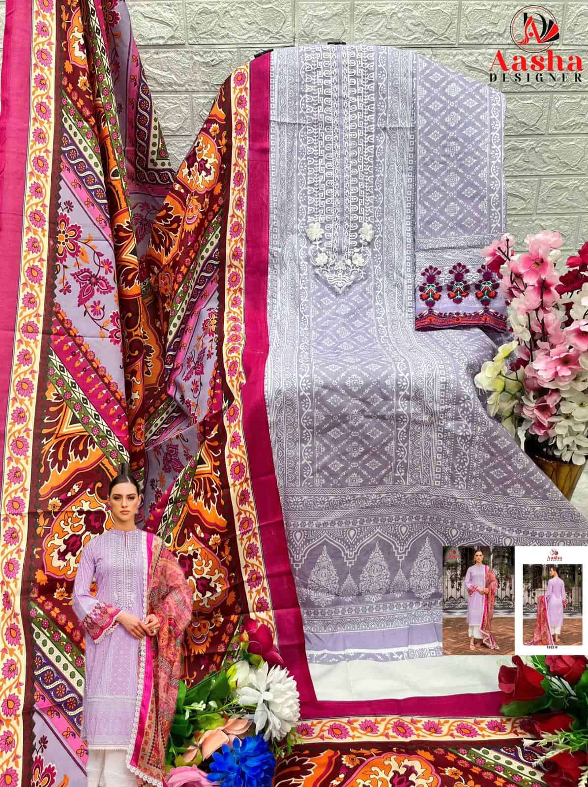 Aasha Designer 1052 Colors Fancy Printed Cotton Embroidered Unstitched Dress Collection view 6