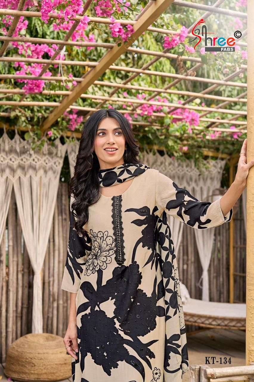 Shree Fabs KT 134 Pakistani Style Designer Maslin Printed Suit Ensemble view 3